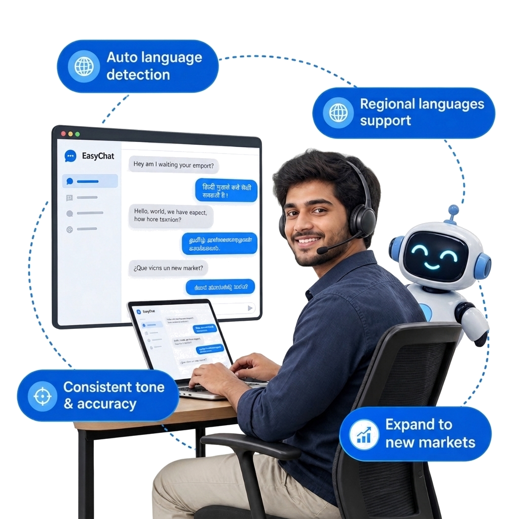 Multilingual EasyChat supporting regional languages with real-time translation and auto detection